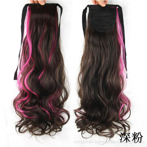 ombre color synthetic drawstring ponytail hair extension, 60 pink blue red green white burgundy ponytail cosplay wig